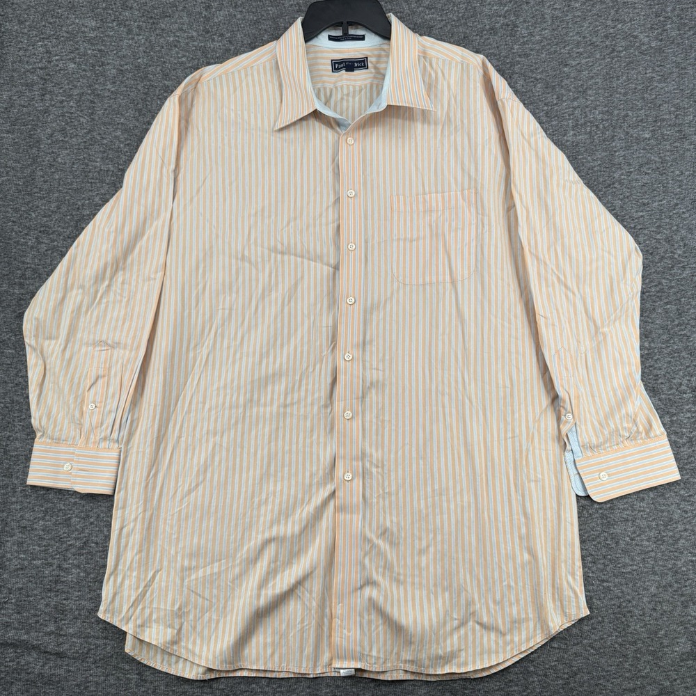 Paul Fredrick Mens Imperial 100s Two Ply Cotton Striped Dress Shirt Size 20 35